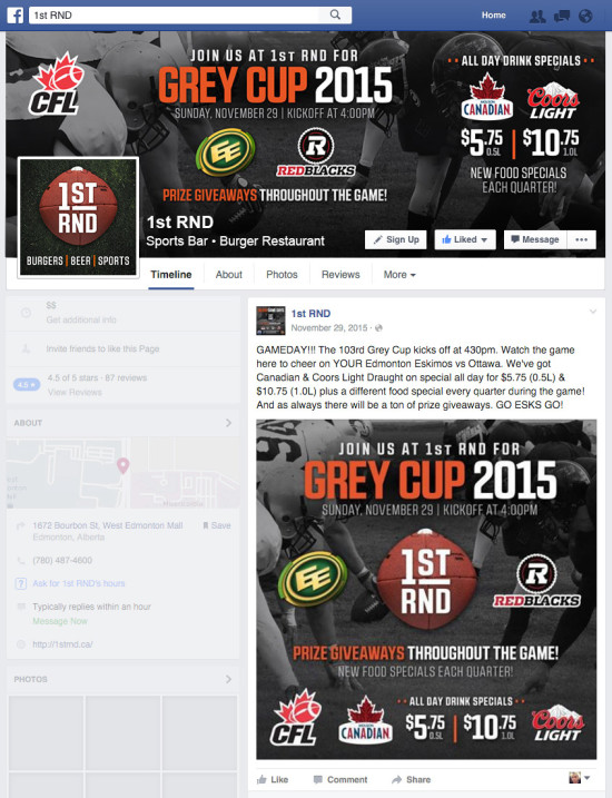 1st RND Grey Cup 2015 Facebook Graphics