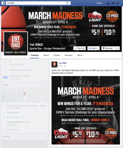 1st RND - March Madness 2016 Facebook Graphics