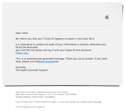 Apple ID Phishing Scam