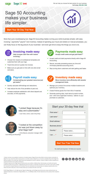 Sage 50 Canada - All In One Campaign Landing Page
