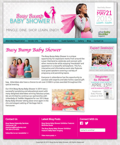 Busy Bump Baby Shower Website