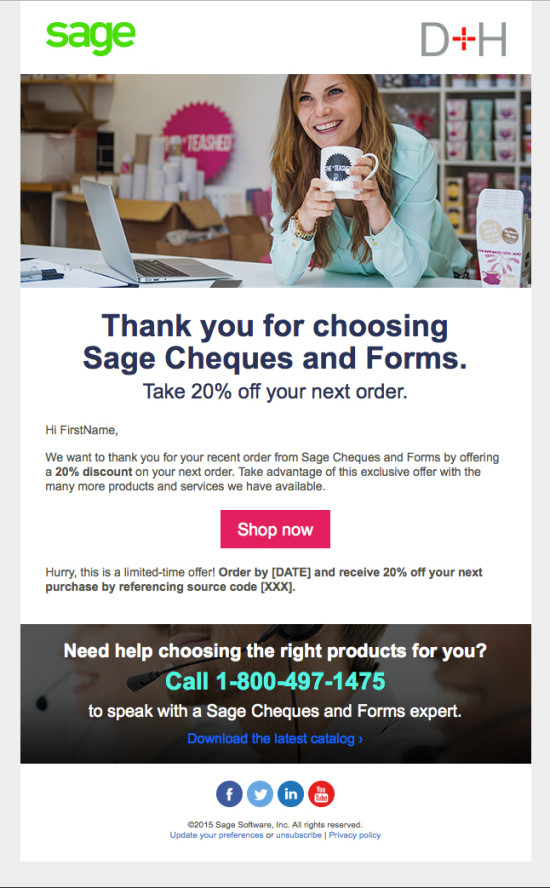 Sage Cheques and Forms - Welcome Email 1