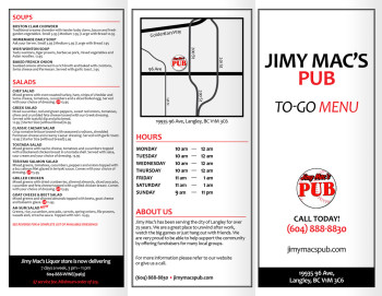 Jimy Macs Pub - To Go Menu - Outside
