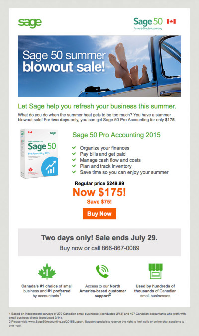Sage 50 Canada July Promo Email