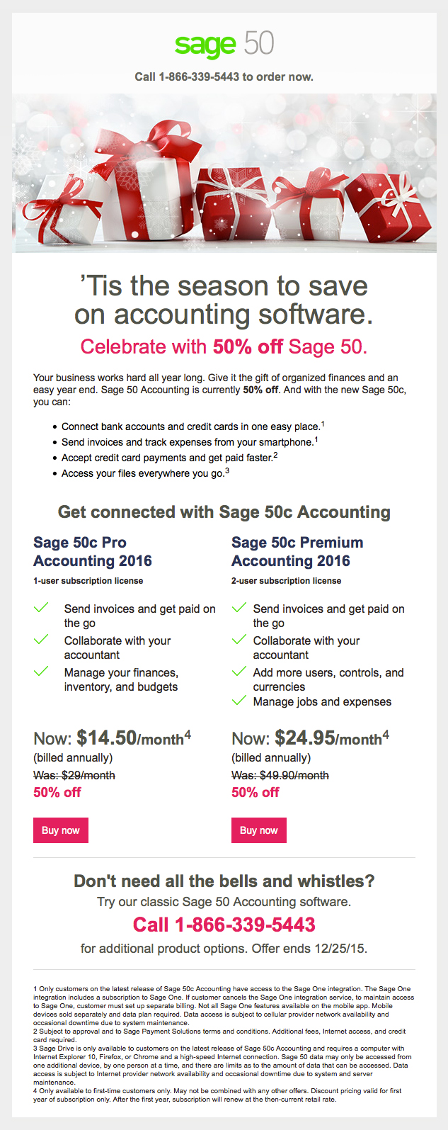 Sage 50 Canada - Holiday Promo Email