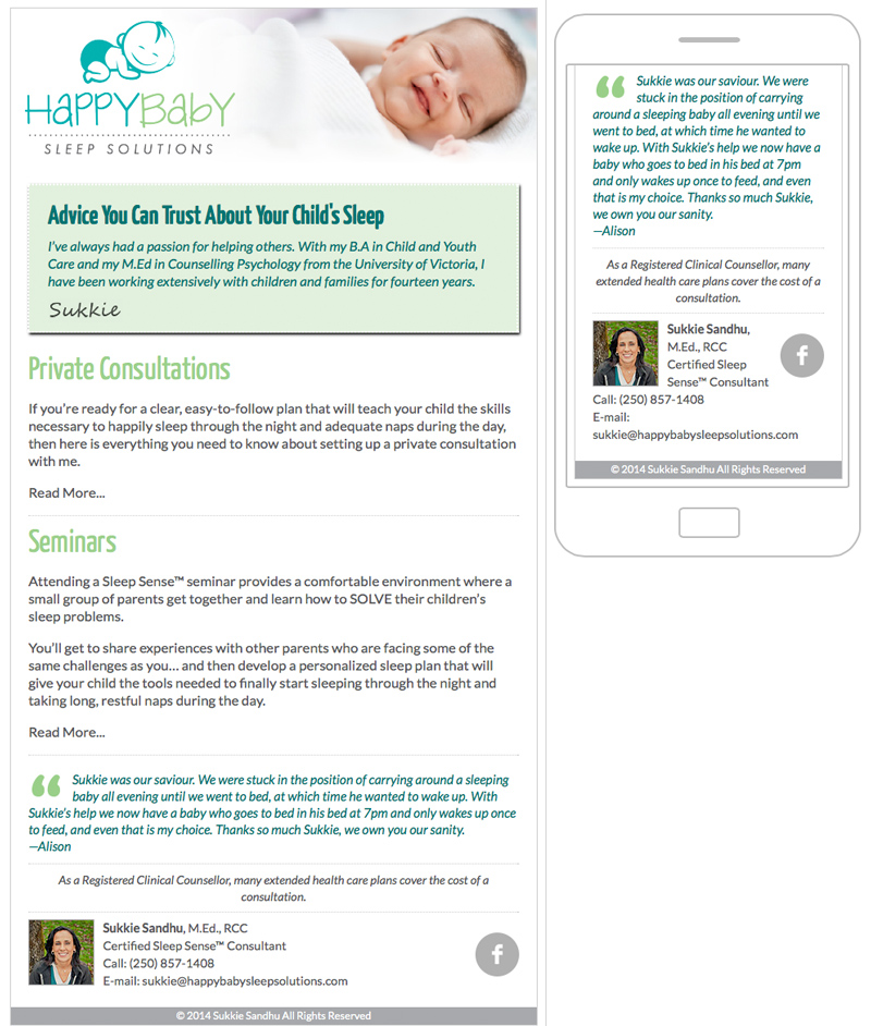 HappyBaby Sleep Solutions MailChimp Template - With Quote