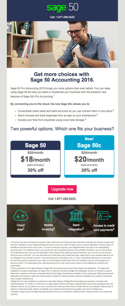 Sage 50c Upgrade Launch Promo Email 1