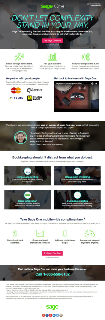 Sage One Retargeting Landing Page