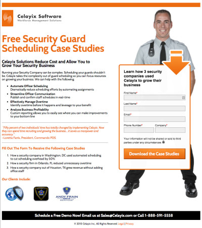 Celayix Landing Page - Security Guard