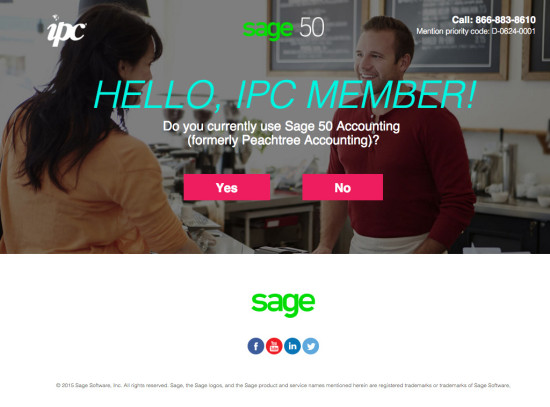 Sage 50 IPC Subway Landing Page - Main Page