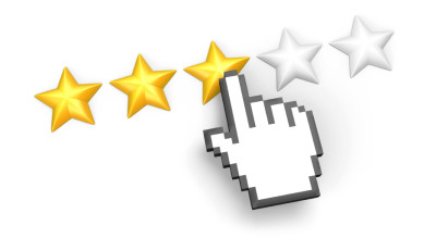 Three stars rating. Hand cursor.